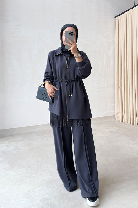 Three-Piece Asymmetric Suit - Charcoal