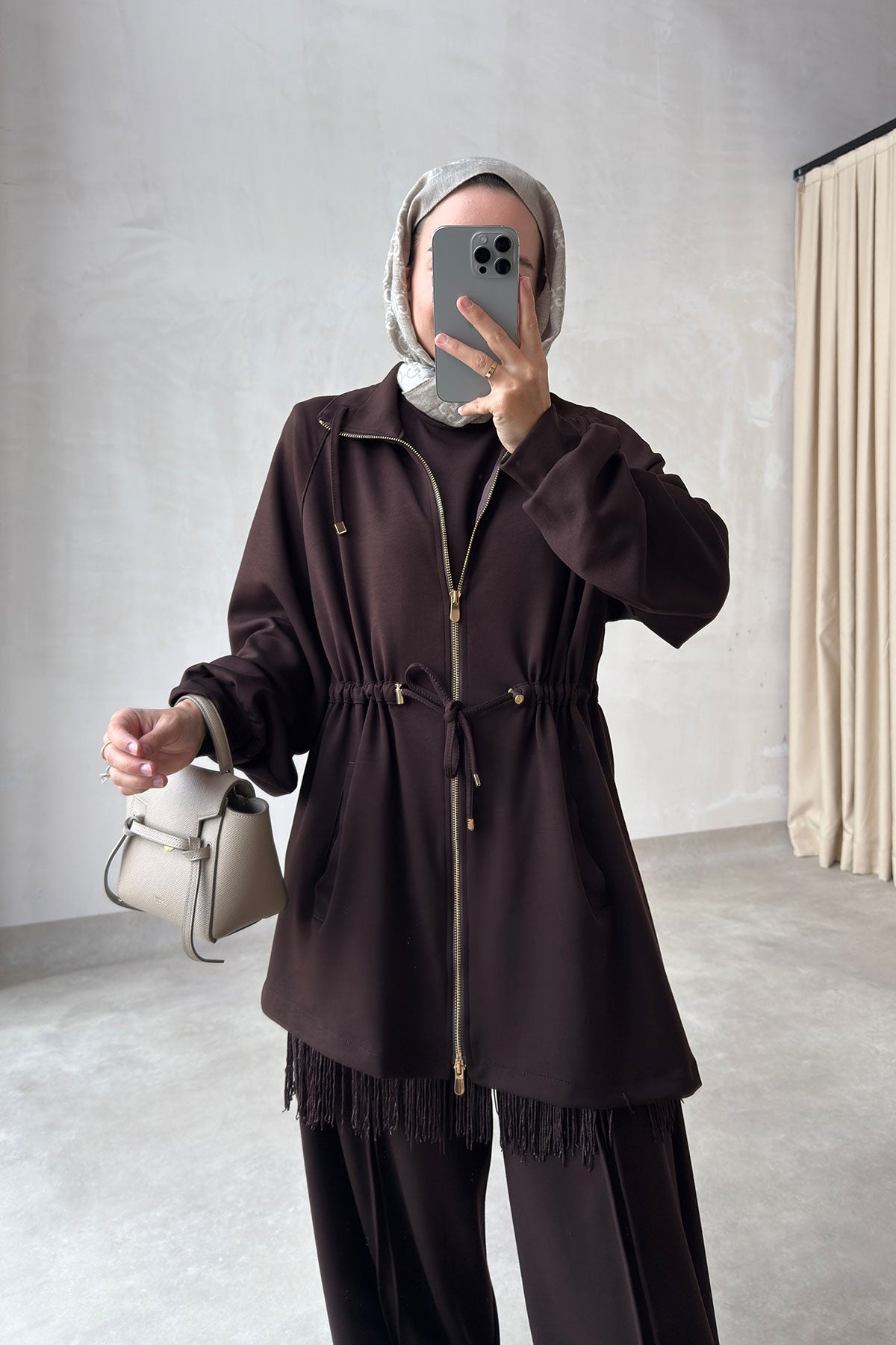 Three-Piece Asymmetric Suit - Brown