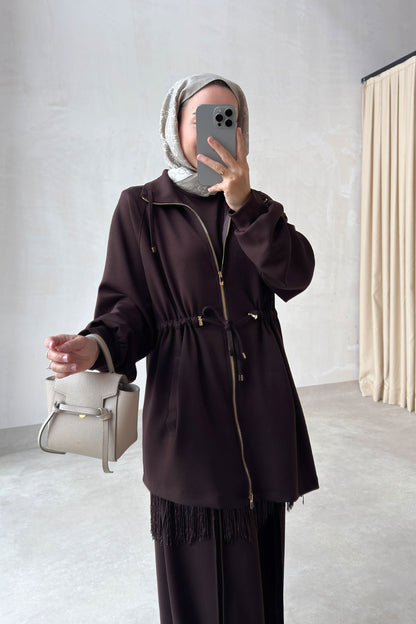 Three-Piece Asymmetric Suit - Brown