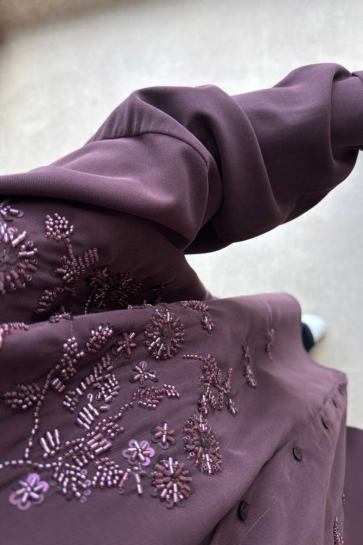 Aster Bead-Embellished Shirt - Plum