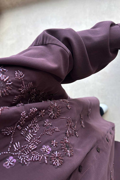 Aster Bead-Embellished Shirt - Plum