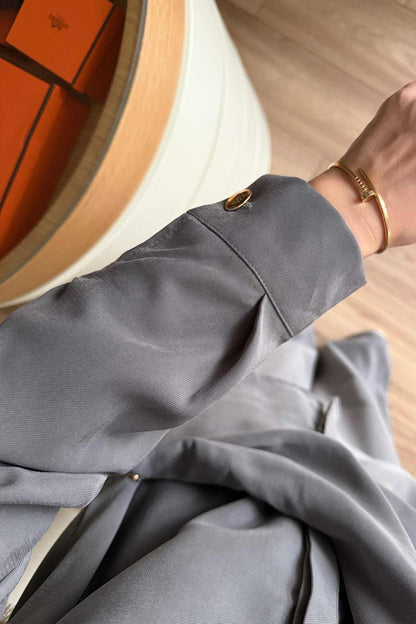 Two-Piece Suit with Tie-Waist Detail - Grey