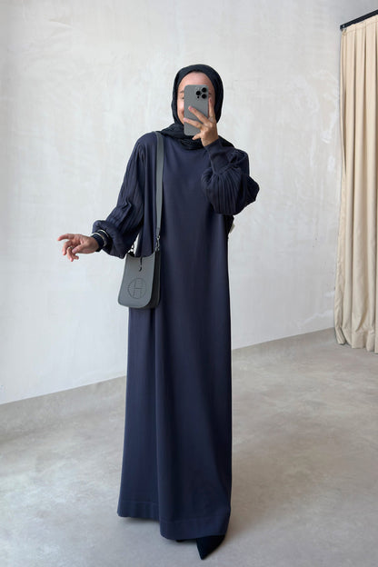 Balloon Sleeve Mercerized Dress - Smoked Colored