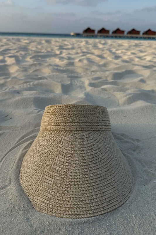 Adjustable Straw Visor Hat - Beige