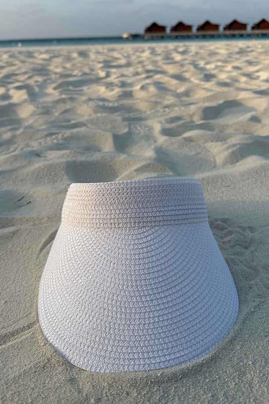 Adjustable Straw Visor Hat - White