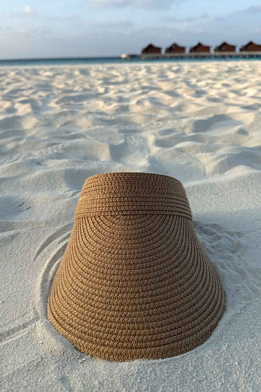 Adjustable Straw Visor Hat - Camel