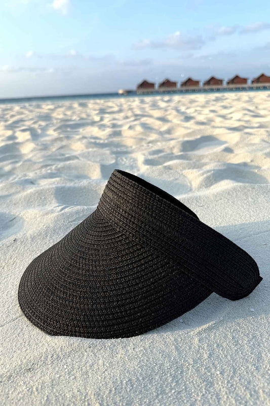 Adjustable Straw Visor Hat - Black