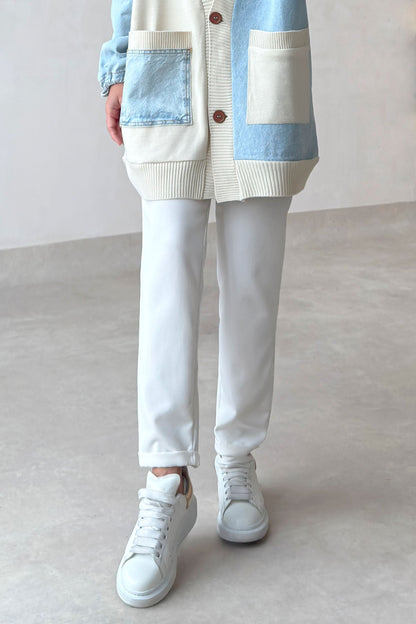 Rope Detail Carrot Pants - White