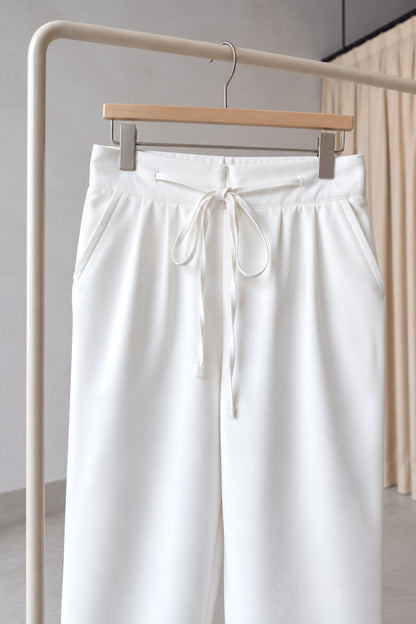 Rope Detail Carrot Pants - White
