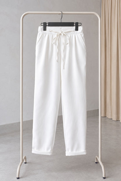 Rope Detail Carrot Pants - White
