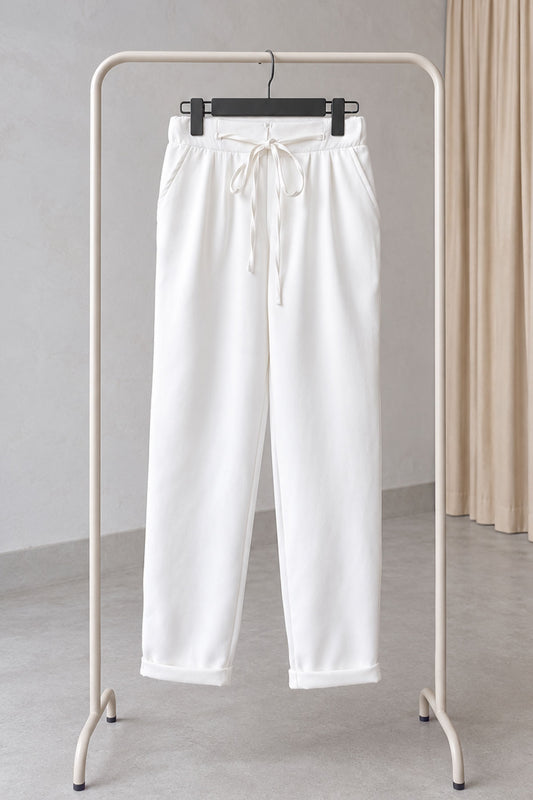 Rope Detail Carrot Pants - White