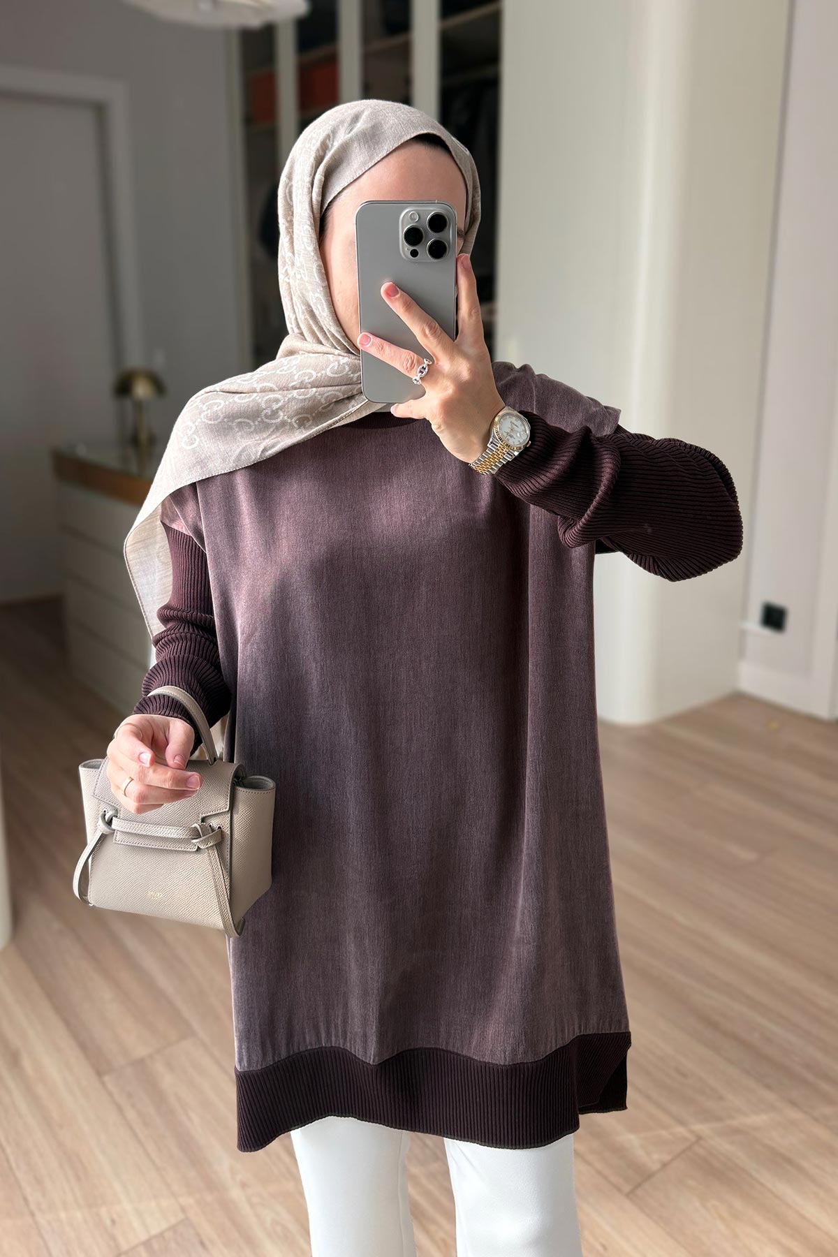 Silk Cupra Mercerized Tunic - Brown