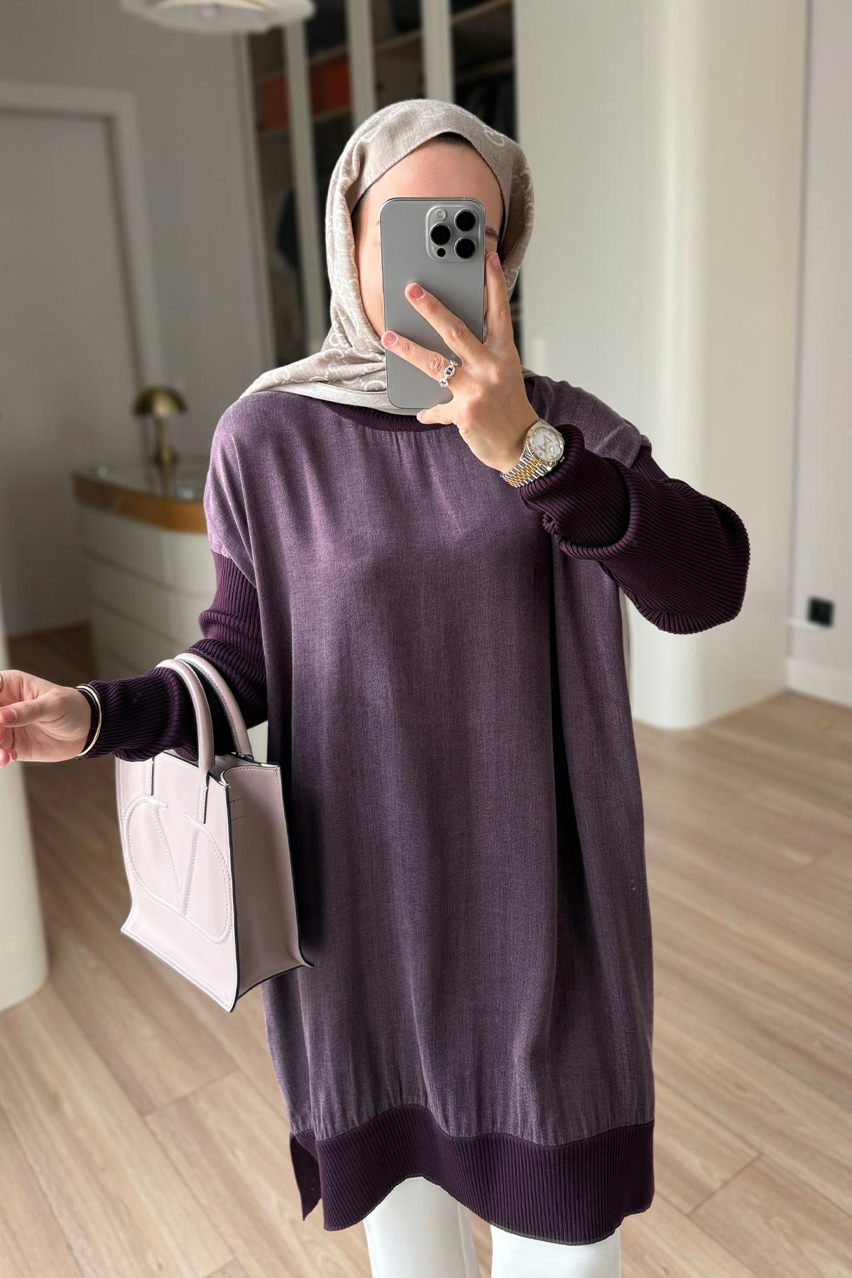 Silk Cupra Mercerized Tunic - Plum