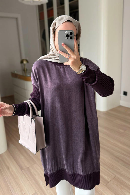 Silk Cupra Mercerized Tunic - Plum