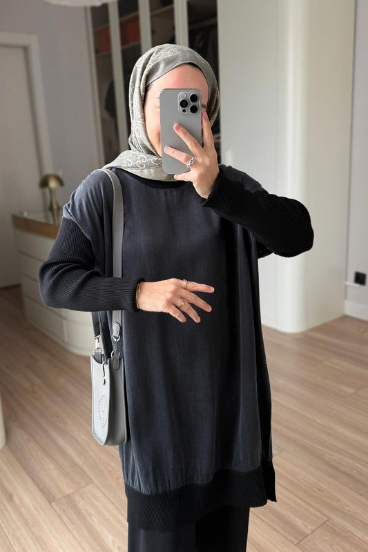 Silk Cupra Mercerized Tunic - Black