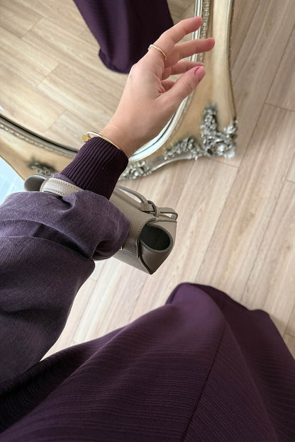 Self-Patterned Mercerized Dress - Plum