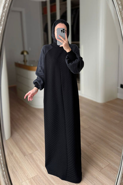 Self-Patterned Mercerized Dress - Black