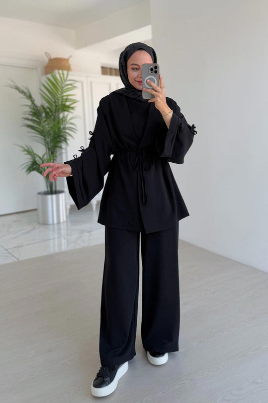 Bow Detail Triple Suit - Black