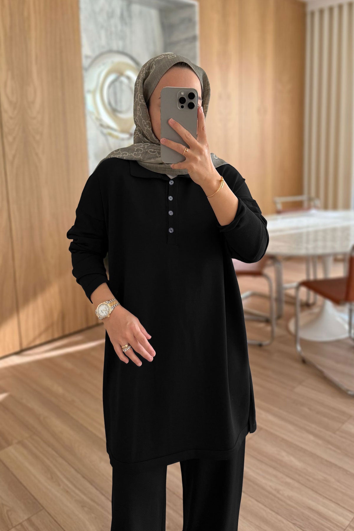 Lina Premium Rayon Suit - Black