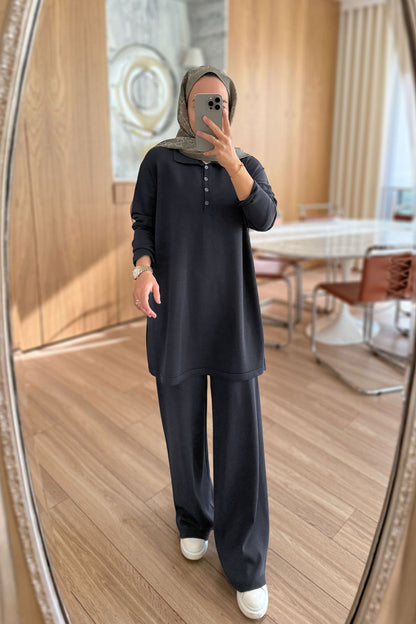 Lina Premium Rayon Suit - Smoke Grey