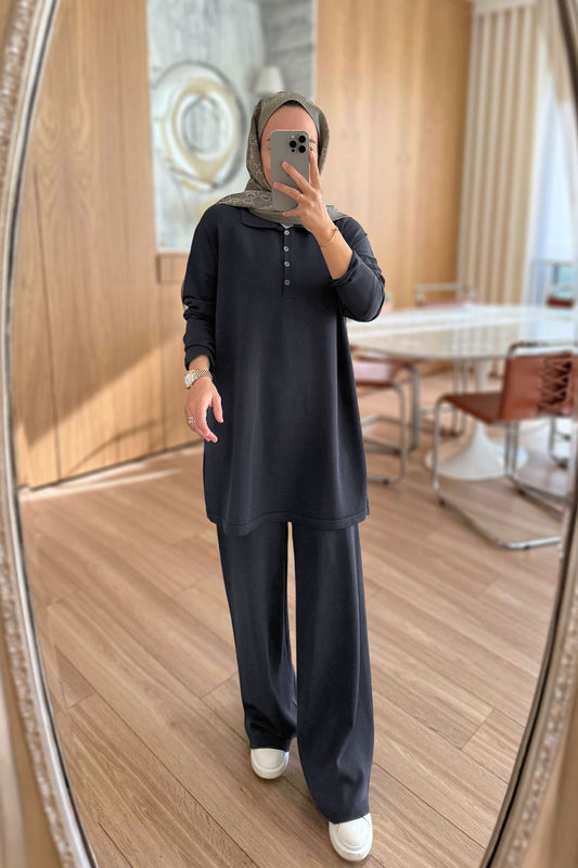 Lina Premium Rayon Suit - Smoke Grey