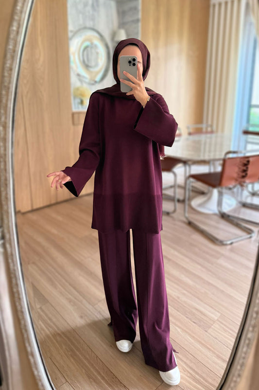 Liora Premium Rayon Suit - Burgundy