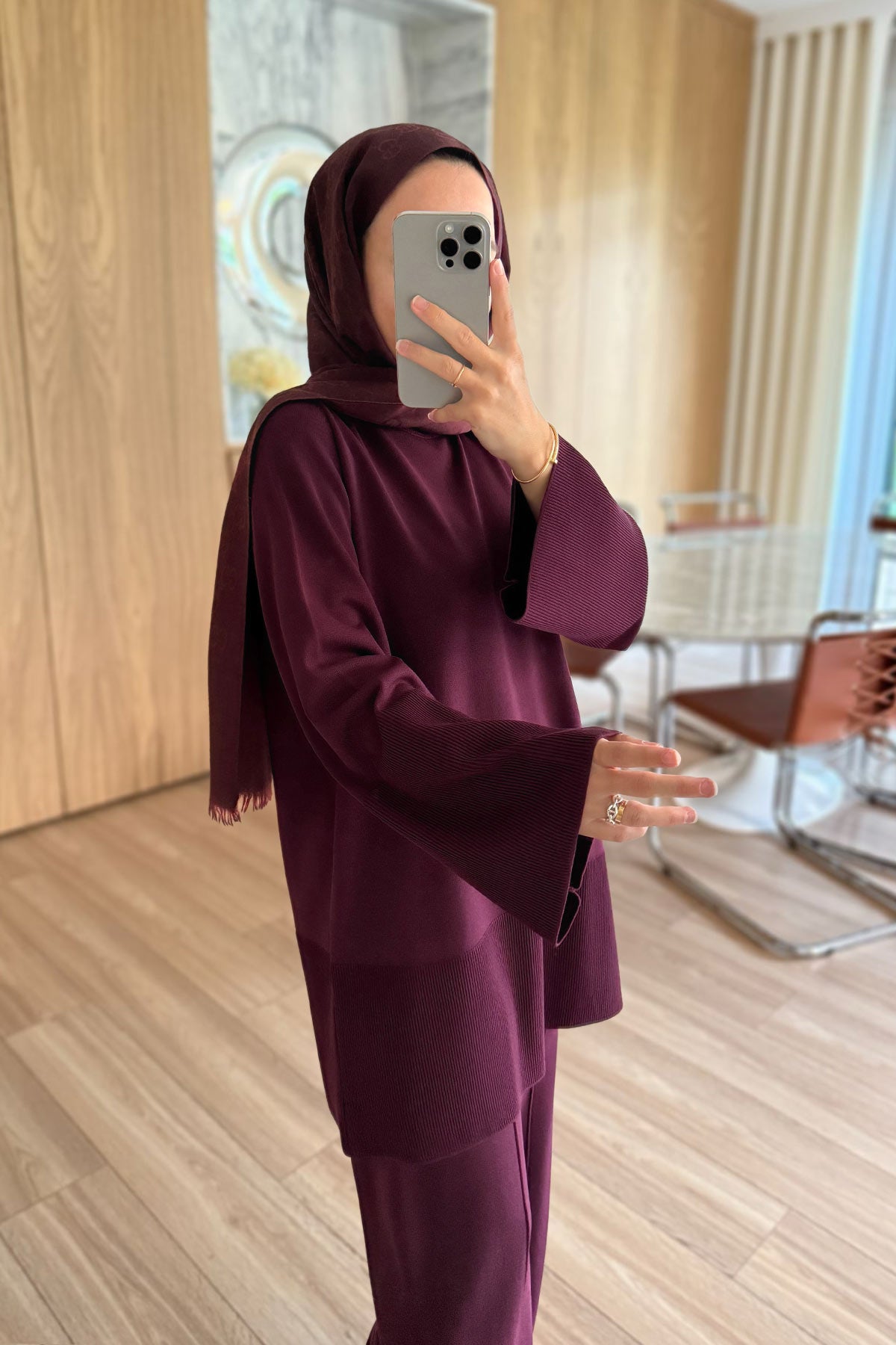 Liora Premium Rayon Suit - Burgundy