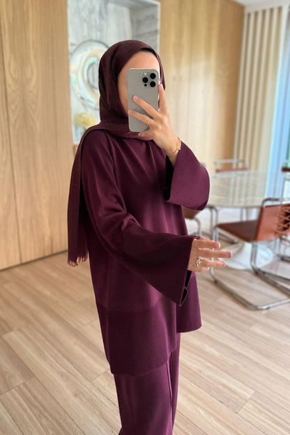 Liora Premium Rayon Suit - Burgundy