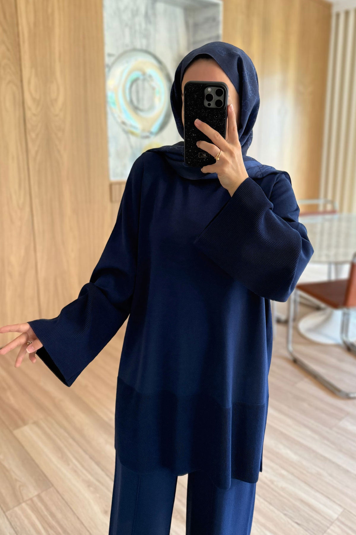 Liora Premium Rayon Suit - Navy Blue