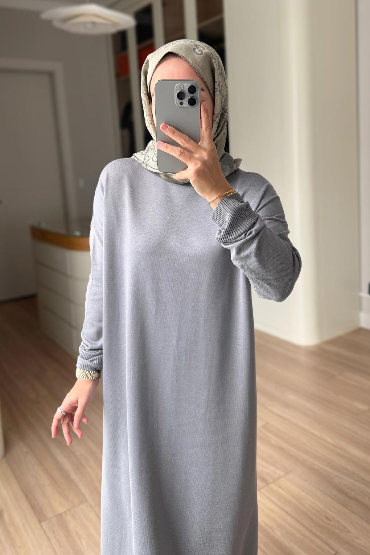 Mercerized Knitwear Dress - Grey