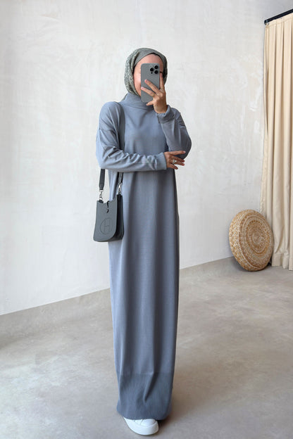 Mercerized Knitwear Dress - Grey