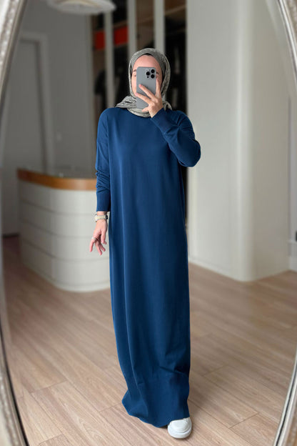 Mercerized Knitwear Dress - Petrol