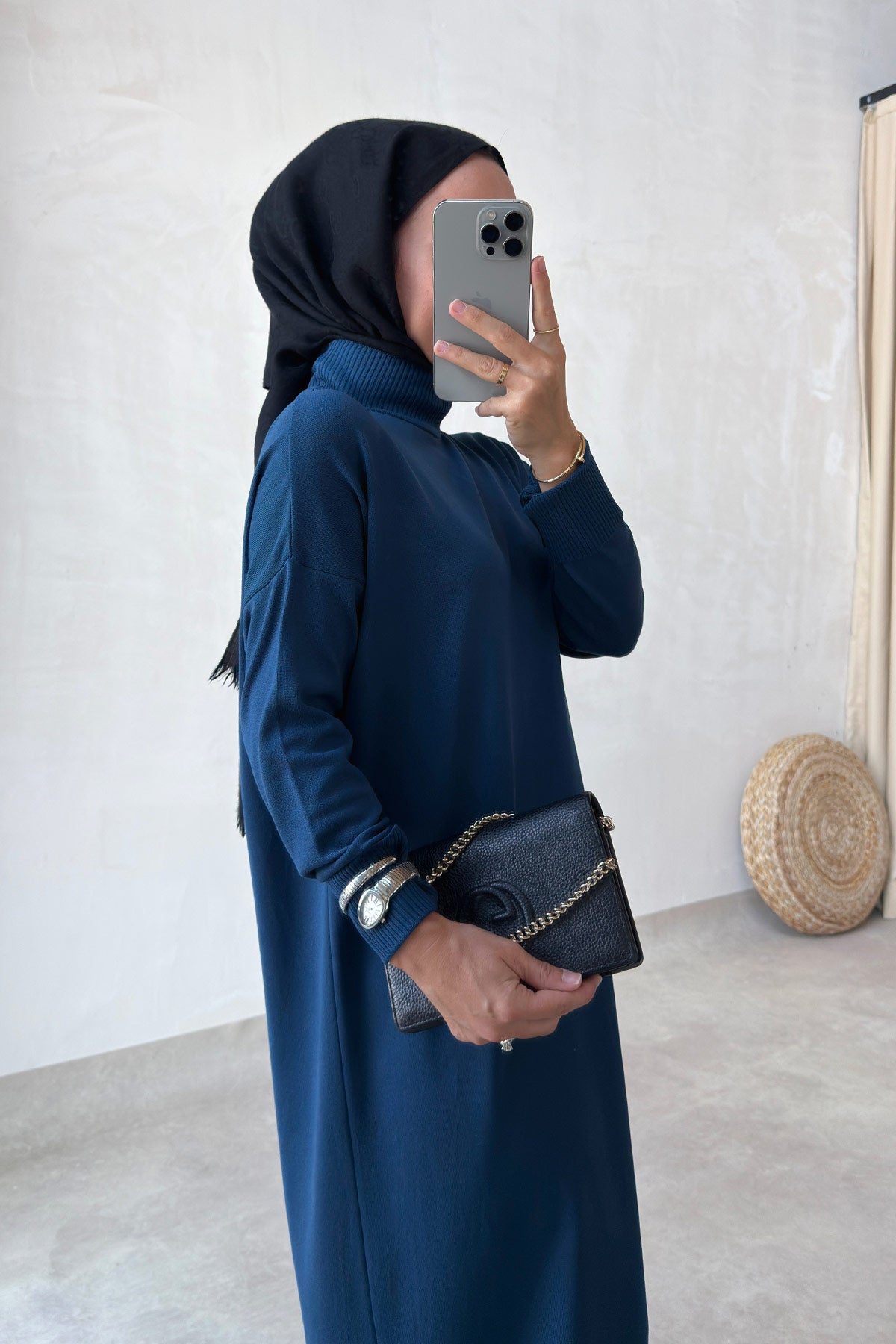 Mercerized Knitwear Dress - Petrol