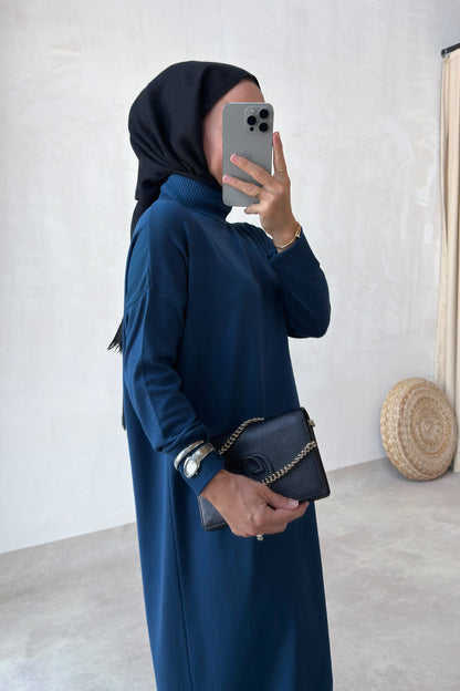 Mercerized Knitwear Dress - Petrol