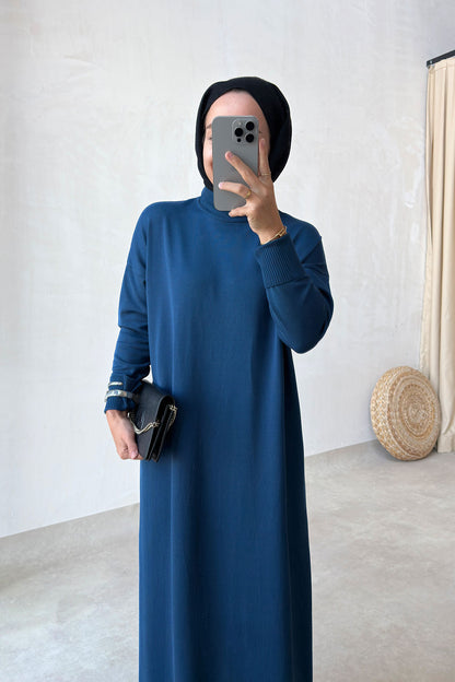 Mercerized Knitwear Dress - Petrol