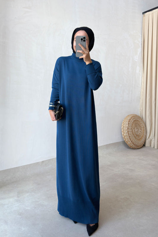 Mercerized Knitwear Dress - Petrol