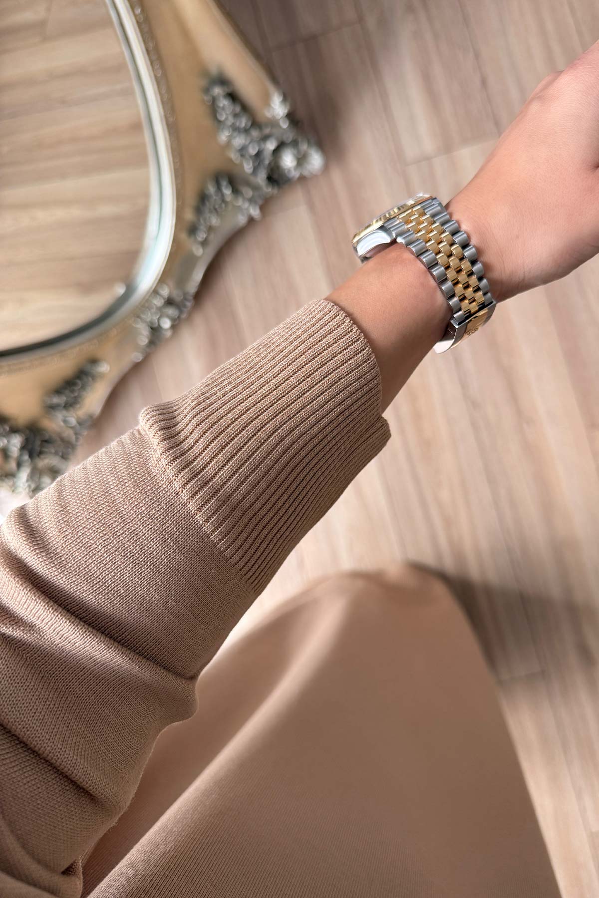 Mercerized Knitwear Dress - Coffee Milk