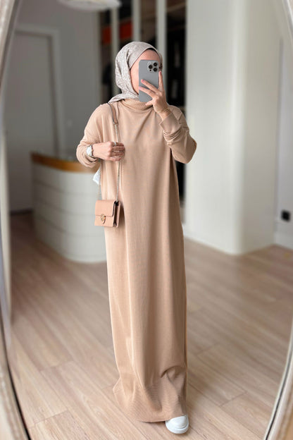 Mercerized Knitwear Dress - Coffee Milk