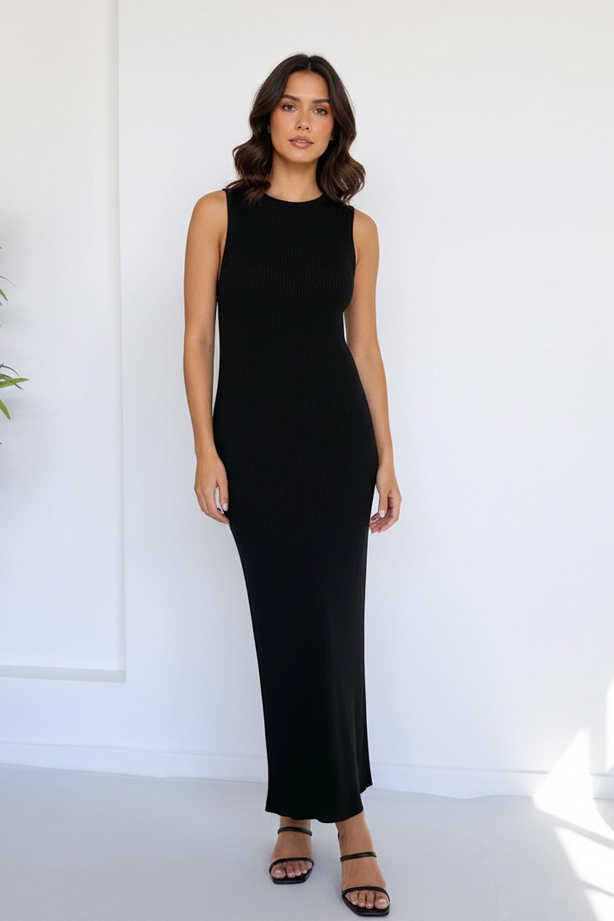 Mercerized Sleeveless Dress - Black