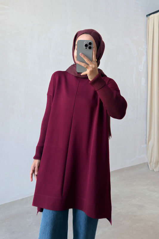 Mira Mercerized Tunic - Burgundy