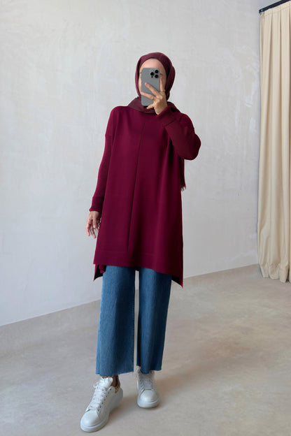 Mira Mercerized Tunic - Burgundy