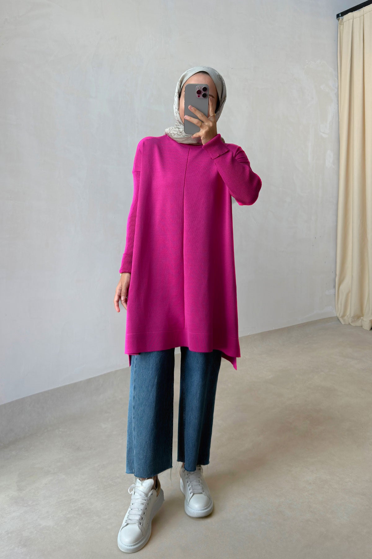 Mira Mercerized Tunic - Fuchsia