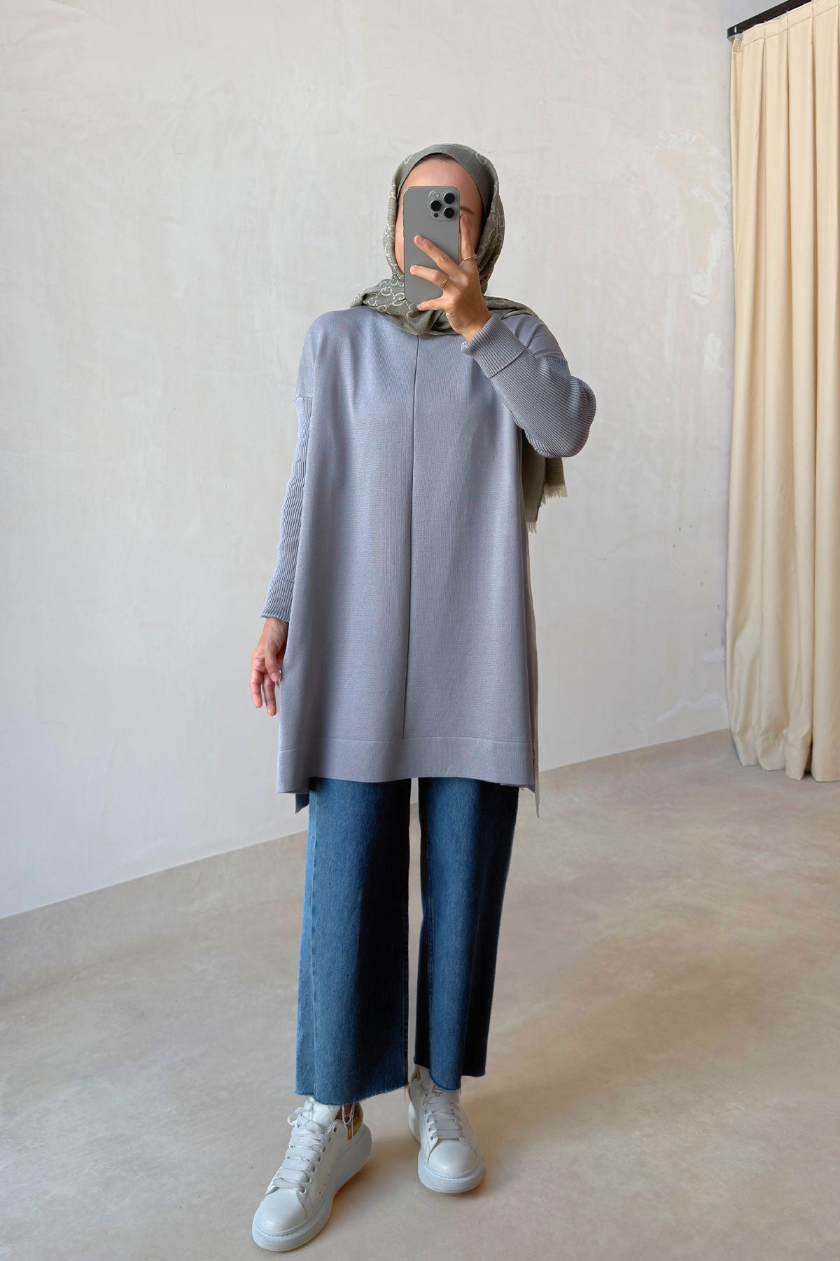 Mira Mercerized Tunic - Grey