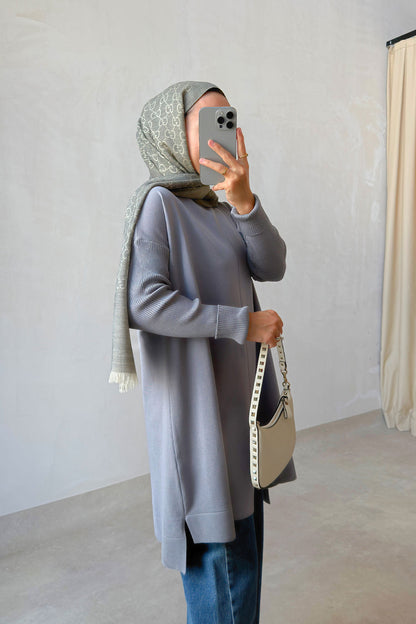 Mira Mercerized Tunic - Grey