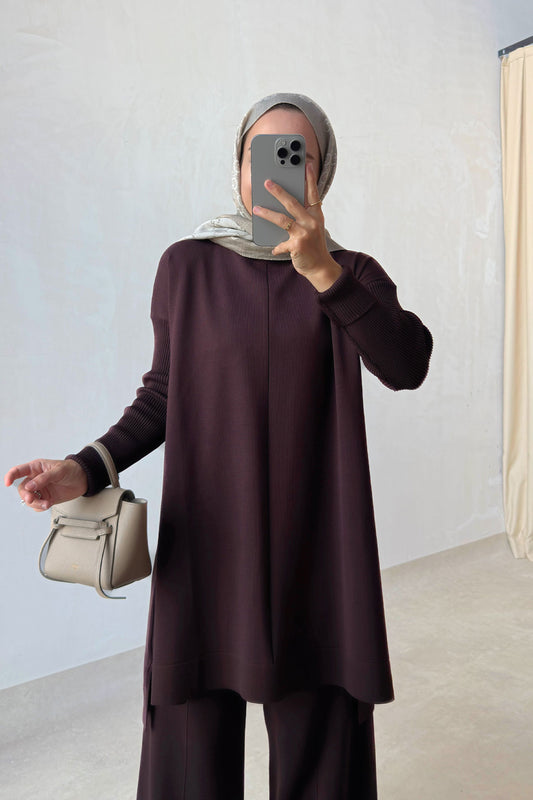 Mira Mercerized Tunic - Brown