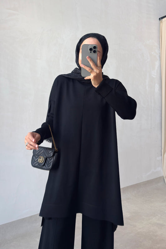 Mira Mercerized Tunic - Black