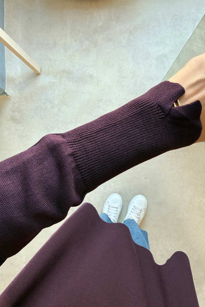 Zip-Shoulder Mercerized Tunic - Plum