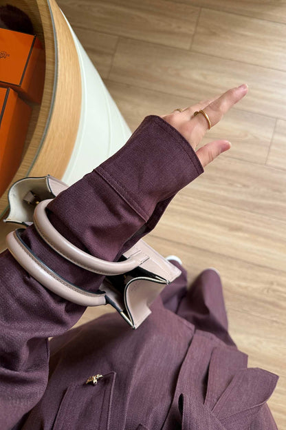 Denim Suit with Cape - Burgundy