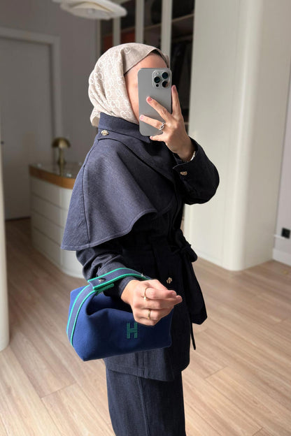 Denim Suit with Cape - Navy Blue