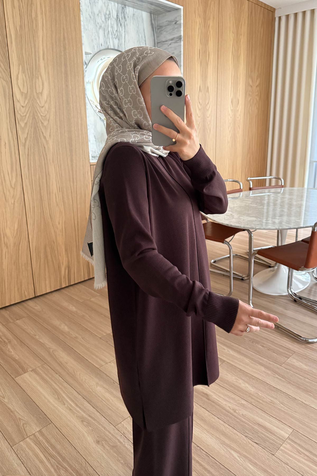 Arlena Premium Rayon Suit - Brown